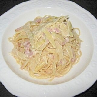 しゃけと竹の子のクリームチーズパスタ